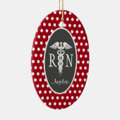 Geregistreerd zuster RN Caduceus Gepersonaliseerd  Keramisch Ornament (Rechts)