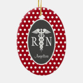 Geregistreerd zuster RN Caduceus Gepersonaliseerd  Keramisch Ornament (Achterkant)