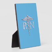Geregistreerd zuster RN Caduceus op Baby Blue Fotoplaat (Zijkant)