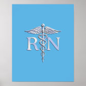 Geregistreerd zuster RN Caduceus op Baby Blue Poster (Voorkant)