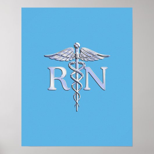 Geregistreerd zuster RN Caduceus op Baby Blue Poster (Voorkant)