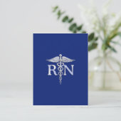 Geregistreerd zuster RN Caduceus op Navy Blue Briefkaart (Staand voorkant)
