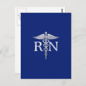 Geregistreerd zuster RN Caduceus op Navy Blue Briefkaart (Voorkant / Achterkant)