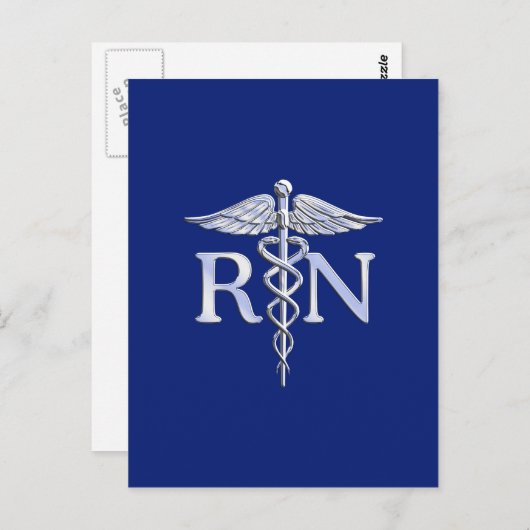 Geregistreerd zuster RN Caduceus op Navy Blue Deco Briefkaart (Voorkant / Achterkant)