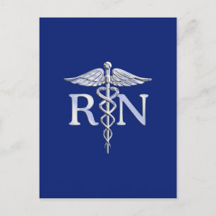 Geregistreerd zuster RN Caduceus op Navy Blue Deco Briefkaart
