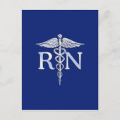 Geregistreerd zuster RN Caduceus op Navy Blue Deco Briefkaart (Voorkant)