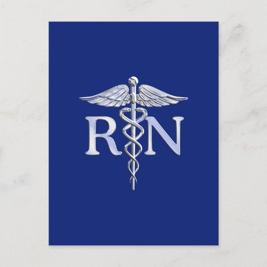 Geregistreerd zuster RN Caduceus op Navy Blue Deco Briefkaart (Voorkant)