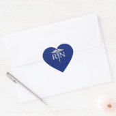 Geregistreerd zuster RN Caduceus op Navy Blue Deco Hart Sticker (Envelop)
