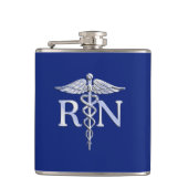 Geregistreerd zuster RN Caduceus op Navy Blue Deco Heupfles (Voorkant)