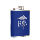 Geregistreerd zuster RN Caduceus op Navy Blue Deco Heupfles (Rechts)