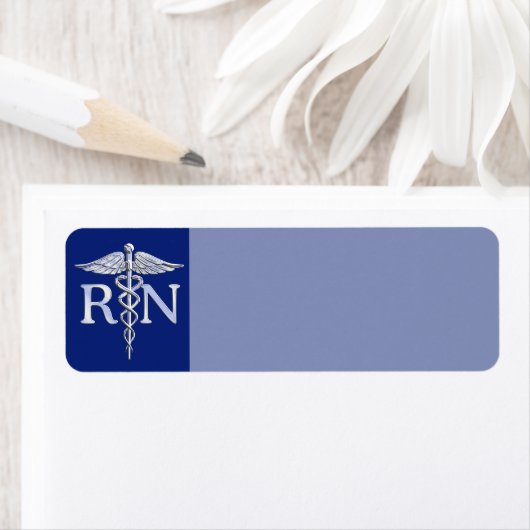 Geregistreerd zuster RN Caduceus op Navy Blue Etiket (Insitu)