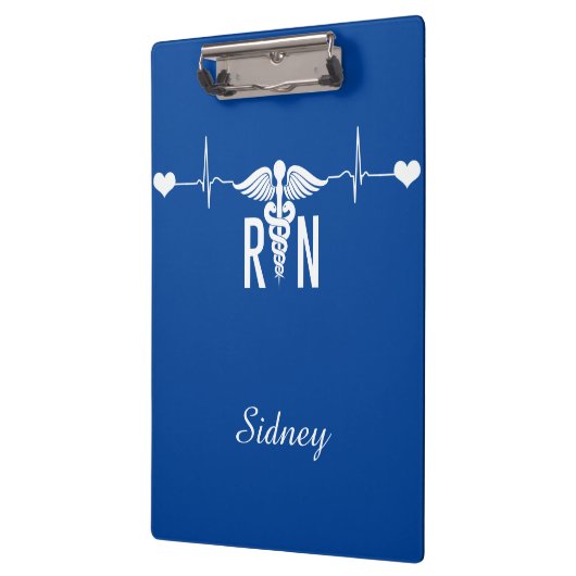 Geregistreerd zuster (RN) EKG Caduceus-symbool Klembord (Links)