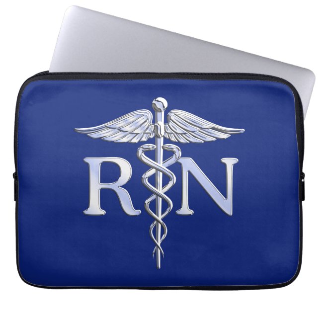 Geregistreerd zuster RN ontwerp Caduceus Laptop Sleeve (Voorkant)