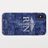 Geregistreerd zuster RN Silber Caduceus Navy Blue  Case-Mate iPhone Case (Achterkant (horizontaal))