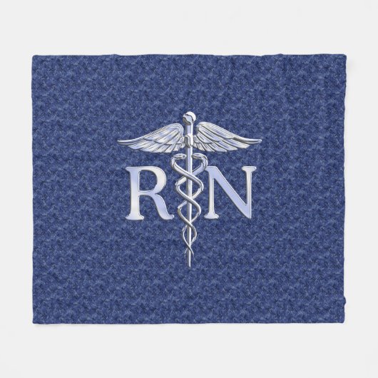 Geregistreerd zuster RN Silber Caduceus Navy Blue  Fleece Deken (Voorkant (Horizontaal))