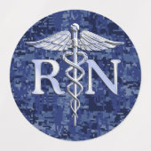 Geregistreerd zuster RN Silber Caduceus Navy Blue  Labels (Design 1)