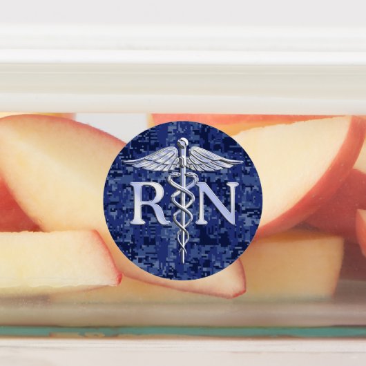Geregistreerd zuster RN Silber Caduceus Navy Blue  Labels (Aangebracht)