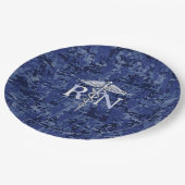 Geregistreerd zuster RN Silber Caduceus Navy Blue  Papieren Bordje (Gekanteld)