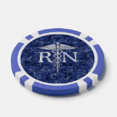 Geregistreerd zuster RN Silber Caduceus Navy Blue Poker Chips (Enkel)