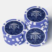 Geregistreerd zuster RN Silber Caduceus Navy Blue Poker Chips (Opstapeling)