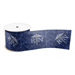 Geregistreerd zuster RN Silber Caduceus Navy Blue  Satijnen Lint