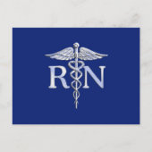 Geregistreerd zuster RN Silver Caduceus Navy Blue  Briefkaart (Voorkant)