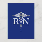 Geregistreerd zuster RN Silver Caduceus Navy Blue Briefkaart (Voorkant)
