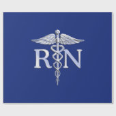 Geregistreerd zuster RN Silver Caduceus Navy Blue  Cadeaupapier (Vlak)