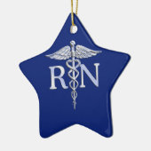 Geregistreerd zuster RN Silver Caduceus Navy Blue  Keramisch Ornament (Links)
