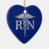 Geregistreerd zuster RN Silver Caduceus Navy Blue  Keramisch Ornament (Rechts)