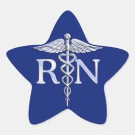 Geregistreerd zuster RN Silver Caduceus Navy Blue  Ster Sticker