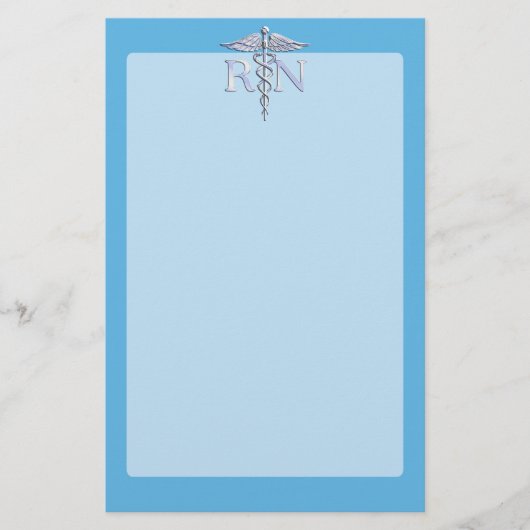 Geregistreerd zuster RN Silver Caduceus op Baby Bl Briefpapier (Voorkant)