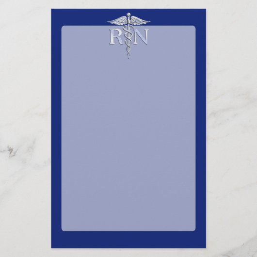 Geregistreerd zuster RN Silver Caduceus op Navy Bl Briefpapier (Voorkant)