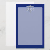 Geregistreerd zuster RN Silver Caduceus op Navy Bl Briefpapier (Voorkant / Achterkant)