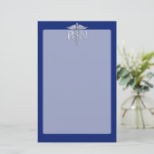 Geregistreerd zuster RN Silver Caduceus op Navy Bl Briefpapier (Staand voorkant)