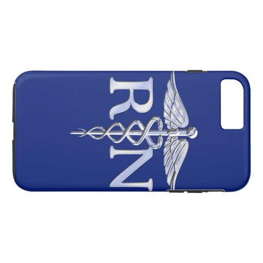 Geregistreerd zuster RN Silver Caduceus op Navy Bl Case-Mate iPhone Case (Achterkant (Horizontaal))