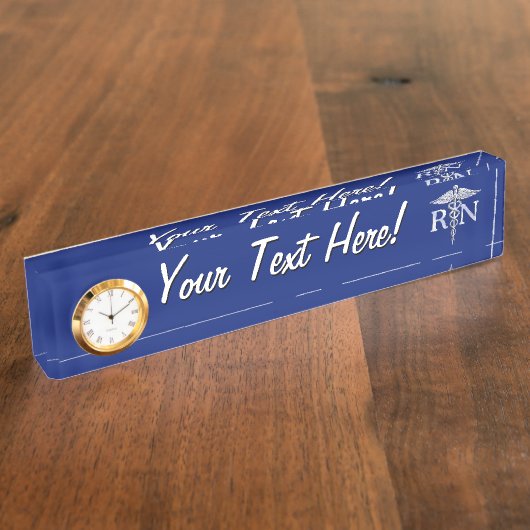 Geregistreerd zuster RN Silver Caduceus op Navy Bl Naambordje (Zijkant)