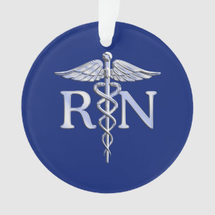 Geregistreerd zuster RN Silver Caduceus op Navy Bl Ornament