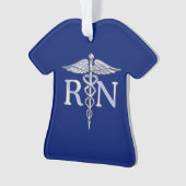 Geregistreerd zuster RN Silver Caduceus op Navy Bl Ornament (voorkant)