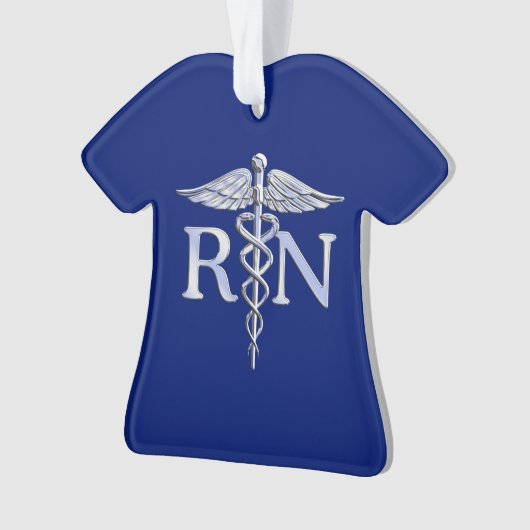 Geregistreerd zuster RN Silver Caduceus op Navy Bl Ornament (voorkant)