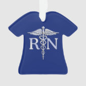 Geregistreerd zuster RN Silver Caduceus op Navy Bl Ornament (voorkant)