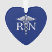 Geregistreerd zuster RN Silver Caduceus op Navy Bl Ornament (voorkant)