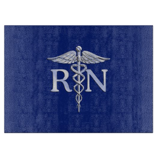 Geregistreerd zuster RN Silver Caduceus op Navy Bl Snijplank (Voorkant)