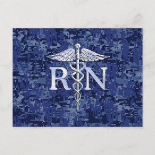 Geregistreerd zuster RN Silver Caduceus op Navy Ca Briefkaart