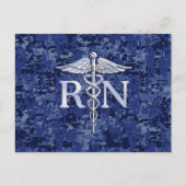 Geregistreerd zuster RN Silver Caduceus op Navy Ca Briefkaart (Voorkant)