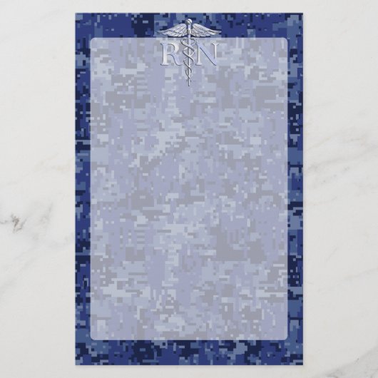 Geregistreerd zuster RN Silver Caduceus op Navy Ca Briefpapier (Voorkant)