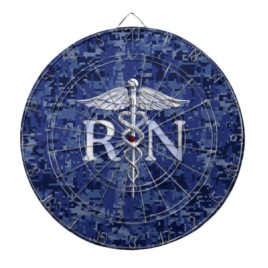 Geregistreerd zuster RN Silver Caduceus op Navy Ca Dartbord (Voorkant)