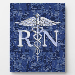 Geregistreerd zuster RN Silver Caduceus op Navy Ca Fotoplaat