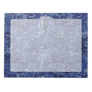Geregistreerd zuster RN Silver Caduceus op Navy Ca Notitieblok