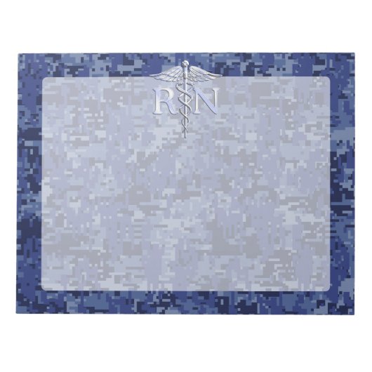 Geregistreerd zuster RN Silver Caduceus op Navy Ca Notitieblok (Voorkant)